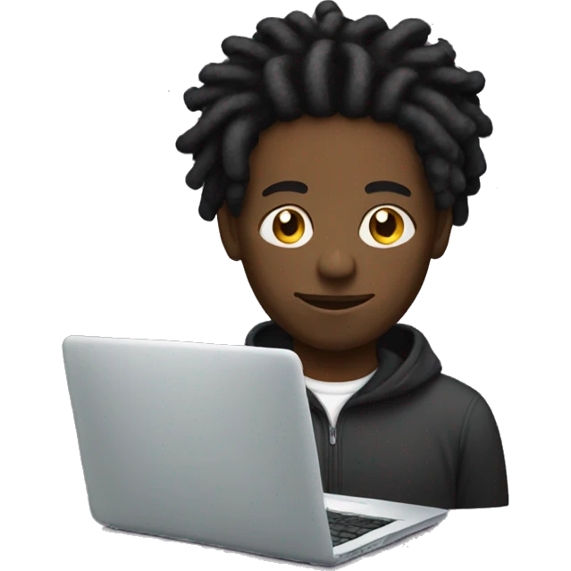 black man with dreads behind laptop emoji