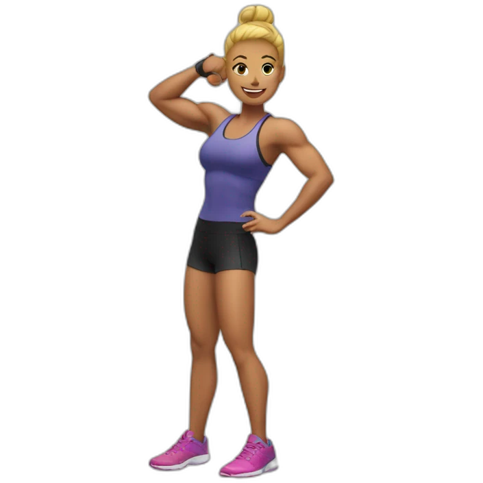Gigached posing for fitness competition emoji