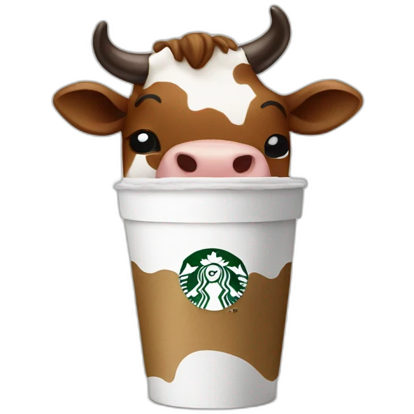 starbucks coffee with cow emoji
