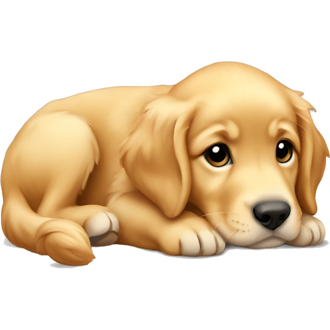 Golden retriever puppy laying emoji