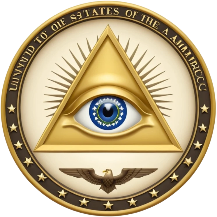 Great seal of the United States of America, the eye into triangle, illuminati symbol emoji