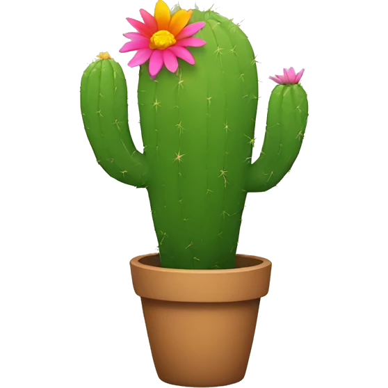 Cactus with bright colors and flowers sprouting emoji