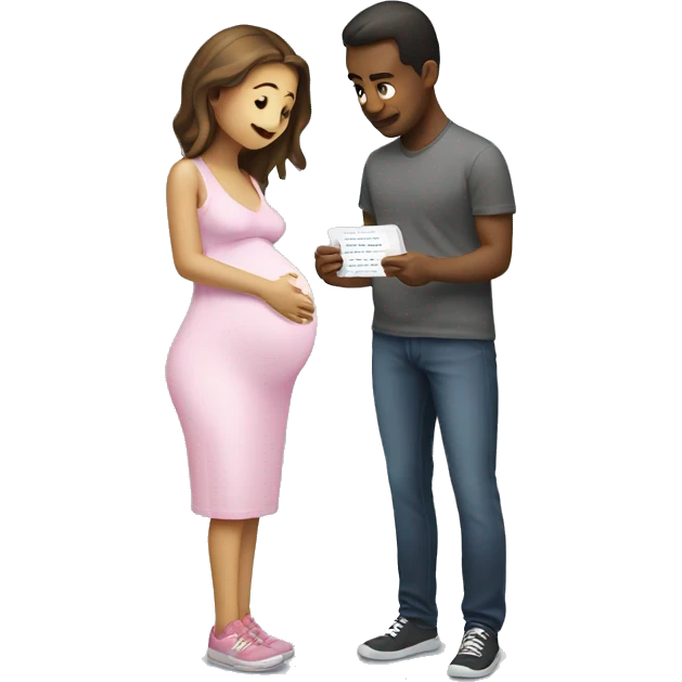 couple looking at pregnancy test emoji