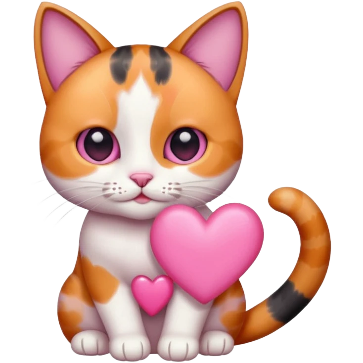 cat holding a pink heart emoji