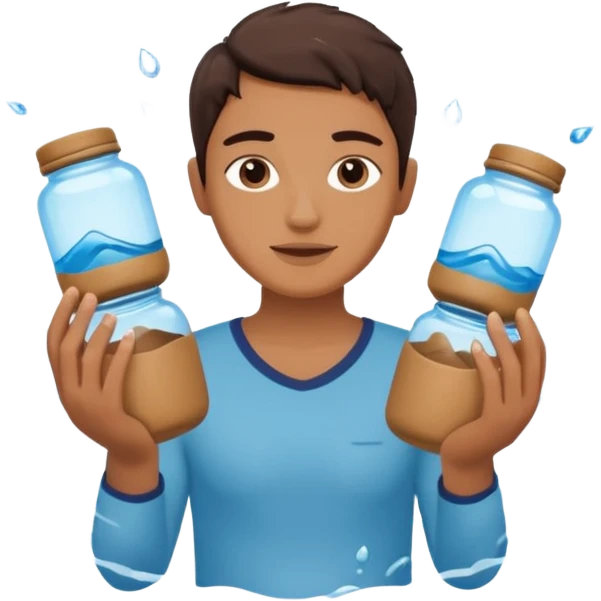 Water bearer holding do jars and spiking water inspired by aquarius sign emoji