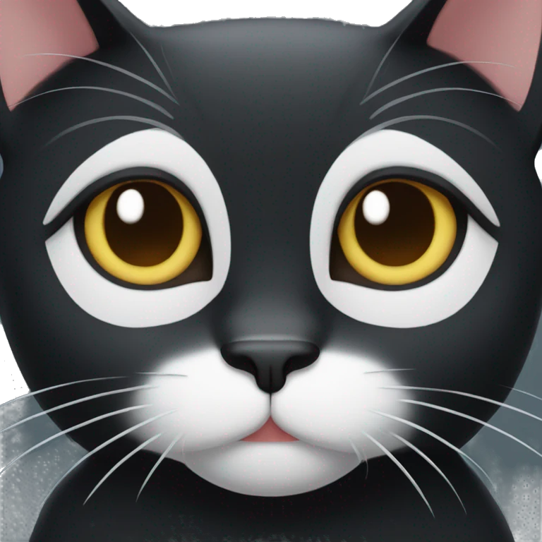 black cat with a white chin and white paws emoji