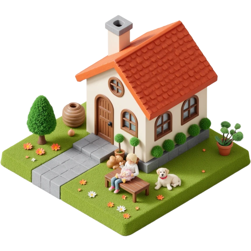 house with a family and pet emoji