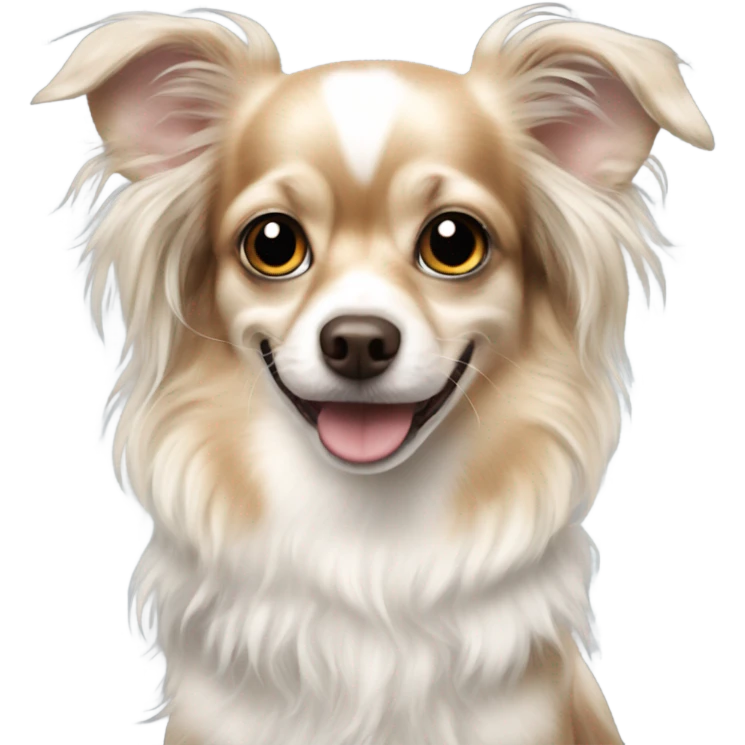 Long haired Merle Chihuahua heavily spotted emoji