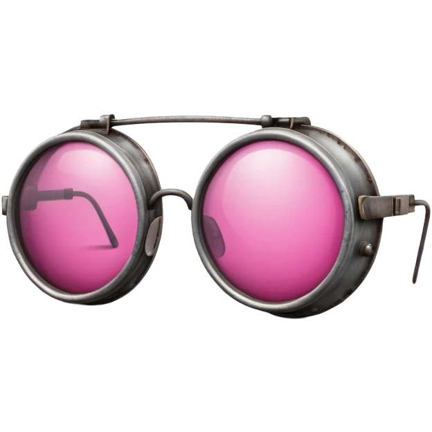 retro style welding glasses with pink lenses, vintage safety eyewear emoji