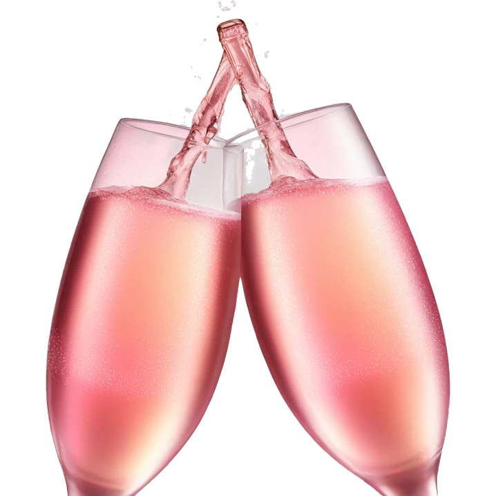 2 pink bottles of champagne clinking emoji