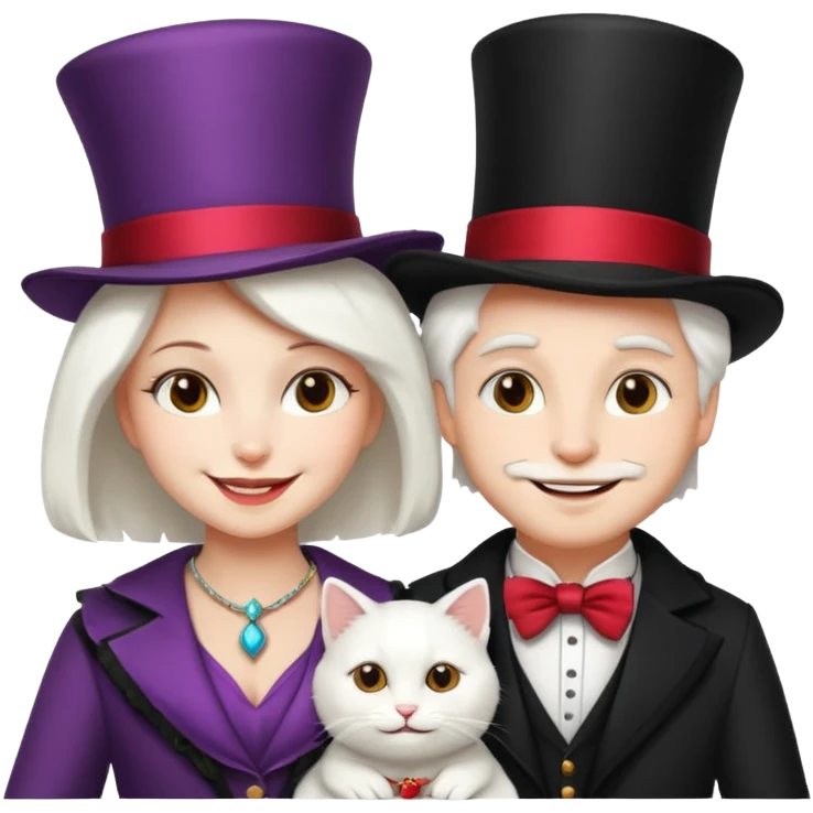 magician couple and their pet cat emoji