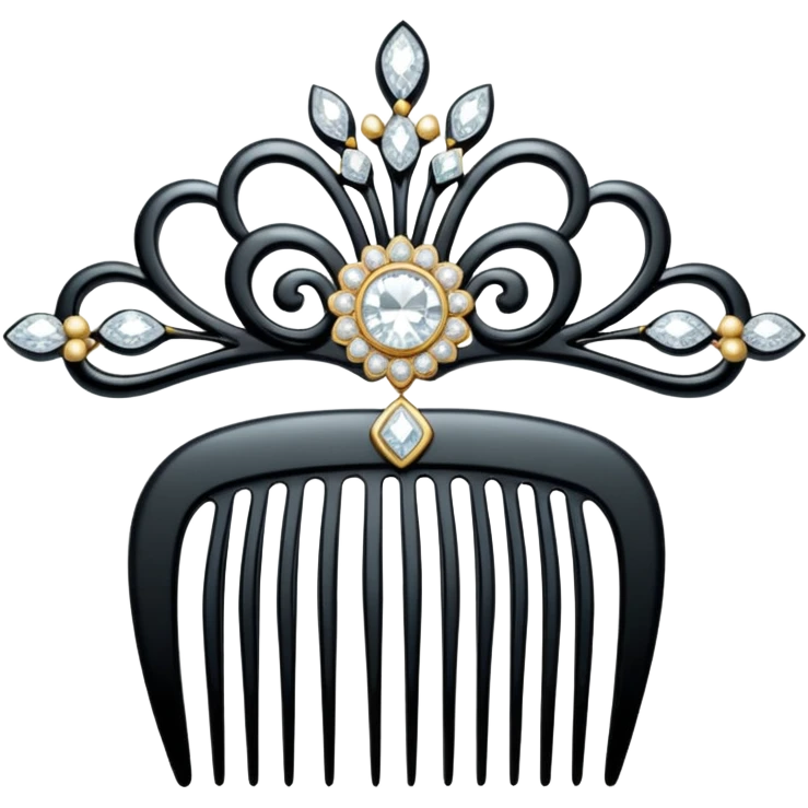 elegant white hair comb with diamonds emoji