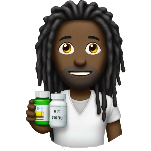 black why with dreads holding medicine capsule emoji
