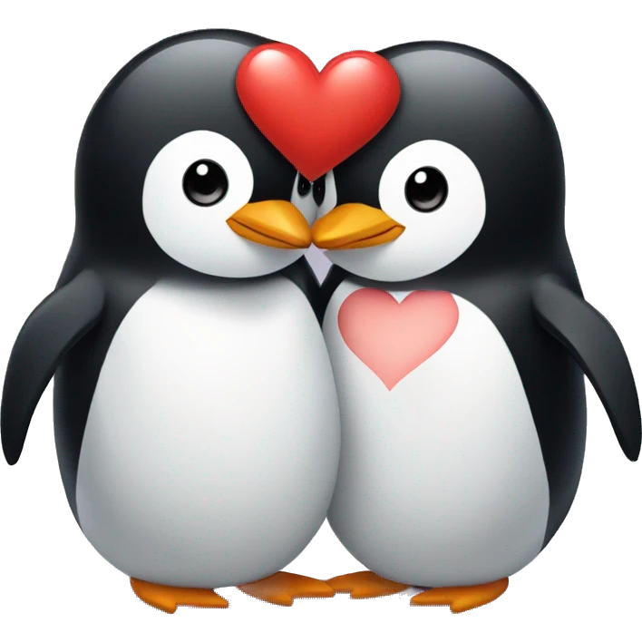Penguin couple with a heart in the middle  emoji