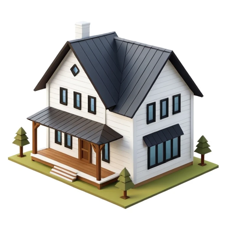 modern farmhouse 3d isometric emoji