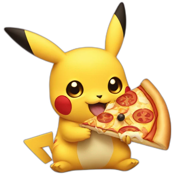 Pikachu eating pizza emoji
