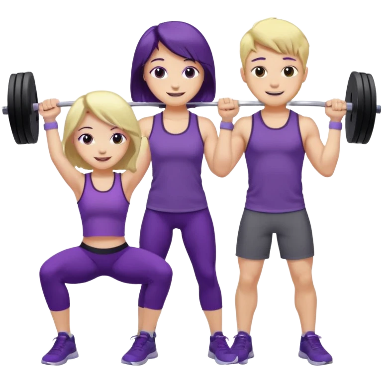 cute blonde boy smiling and lifting weights with pale girlfriend with dark purple hair emoji