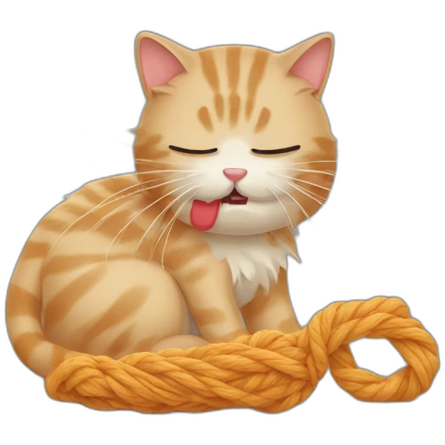 Cat vomiting hairball and playing with yarn emoji