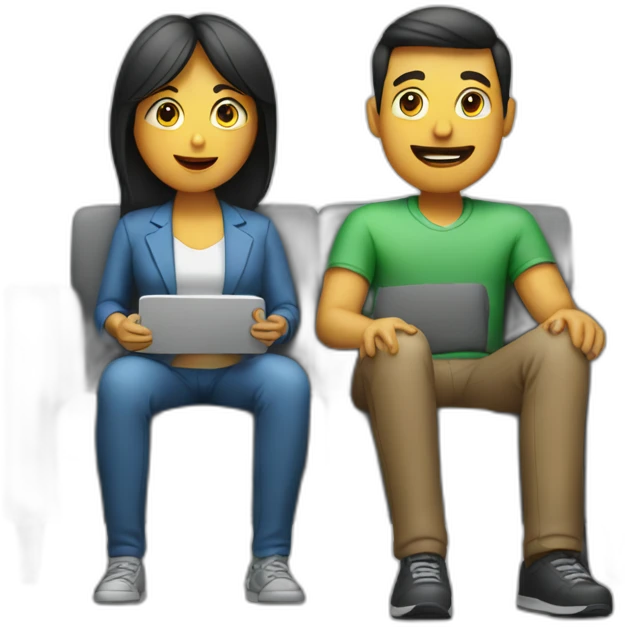 Man and woman seated watching TV emoji