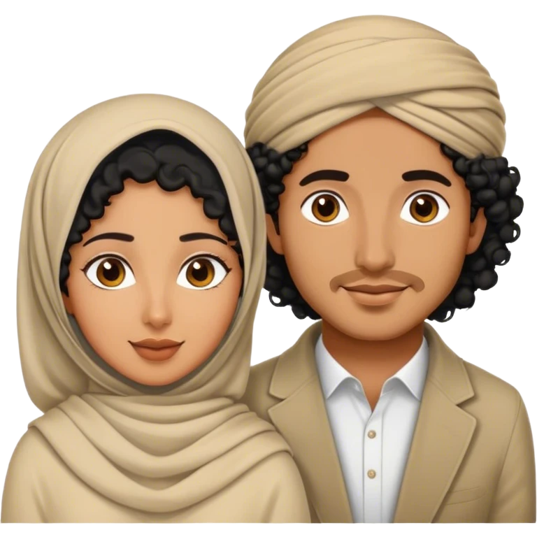 à black curly hair husband and a bengali hijabi wife  emoji