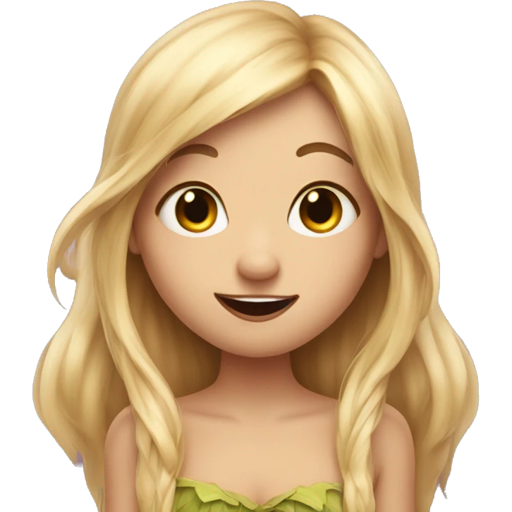 a pretty fairy, with long hair, and lashes, sticking out her tongue emoji