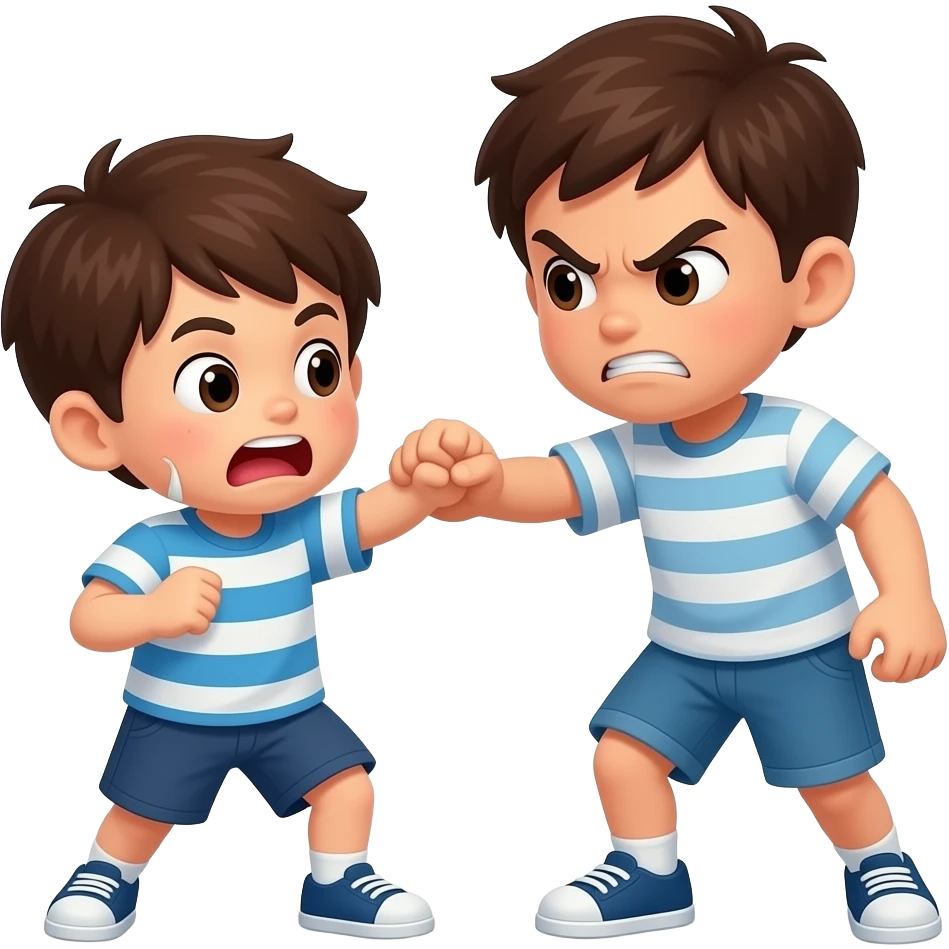 kid getting beat up by another angry kid emoji