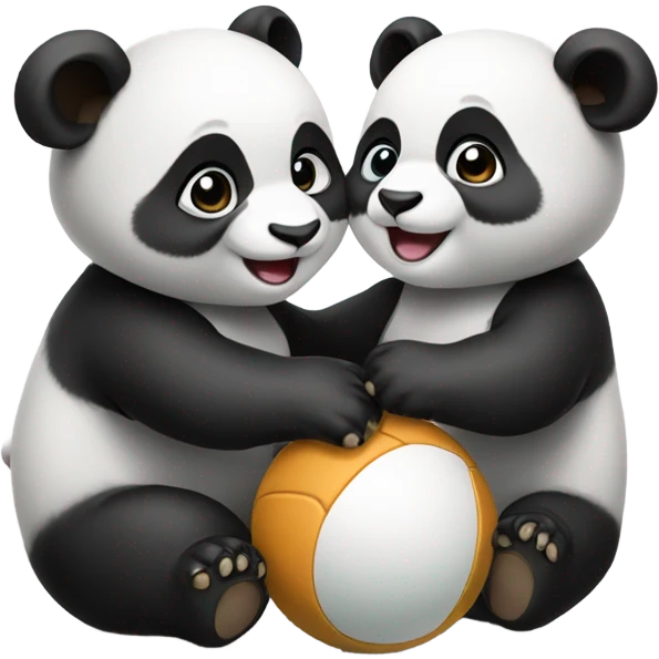 Two baby pandas playing with a ball emoji
