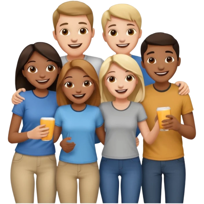 4 inclusive friends (3 girls and 1 man) laughing emoji