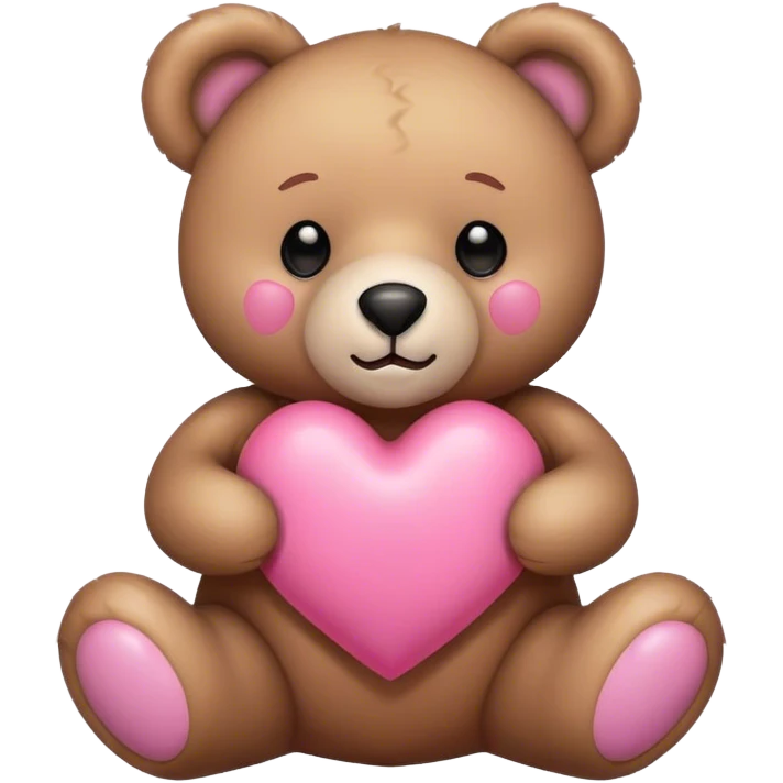 Teddy bear with a pink heart emoji