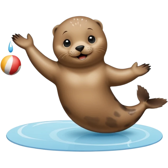 A seal performing gymnastics and jugglingo on ice emoji