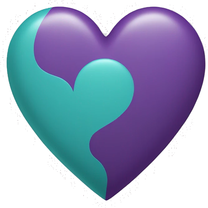 half teal half purple heart emoji