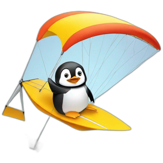 penguin hang gliding emoji