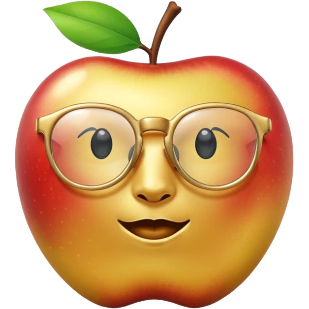 golden apple with glasses and no face emoji