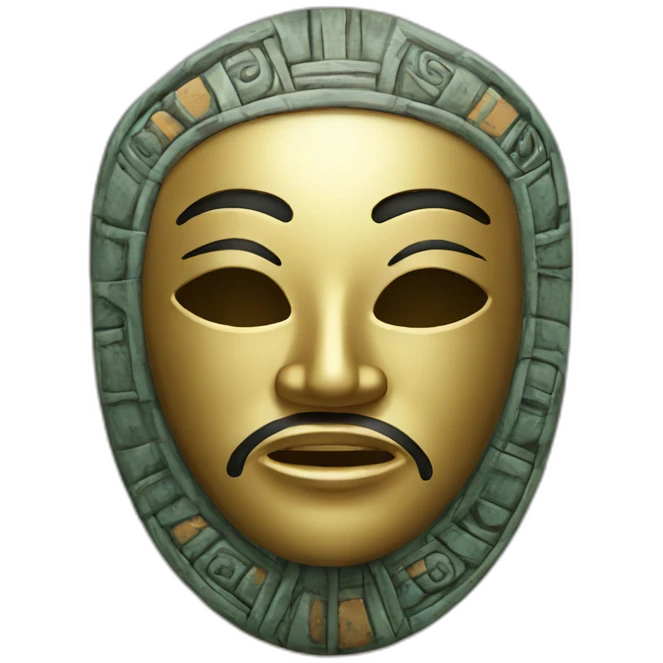 chinese ceramic with african style mask emoji