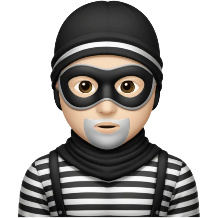 burglar with mask and black white clothes emoji