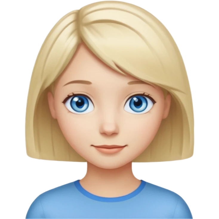 Светловолосая девушка с голубыми глазами и с прической короче каре emoji