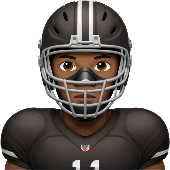 American black football player without a Helmet  and have  a goalkeeper mask which have small holes emoji