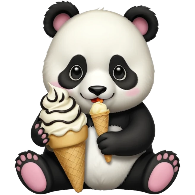 Panda eating ice cream emoji
