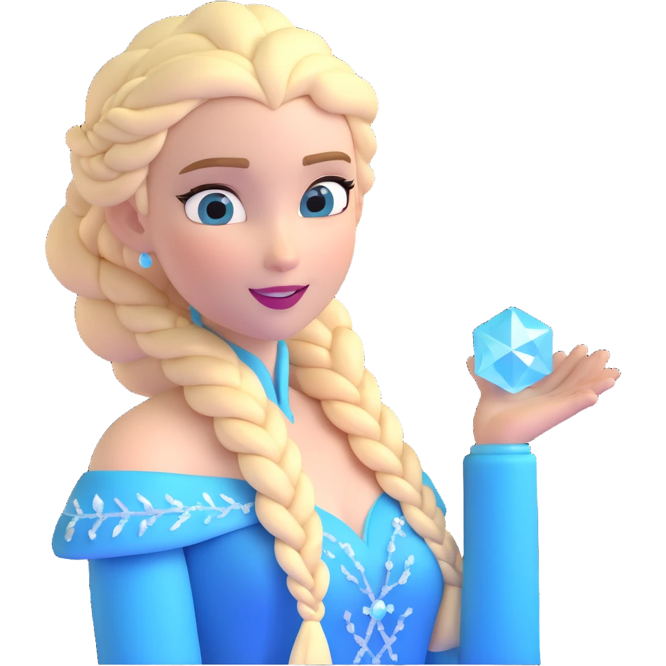 Queen Elsa ice powers with blonde braid, upper body from Frozen emoji