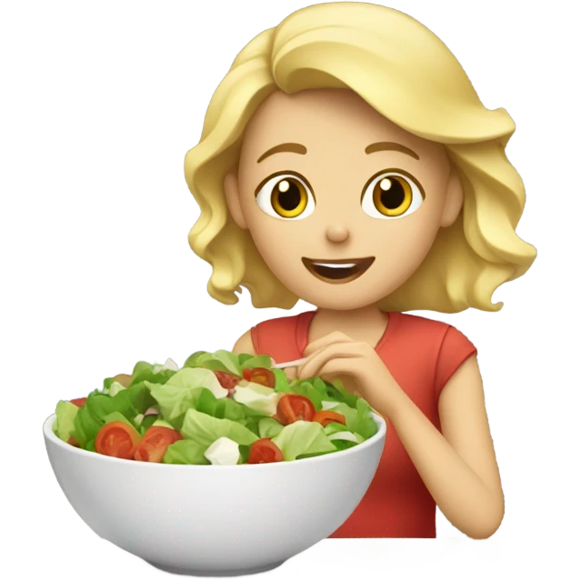 Blond girl eating salad  emoji