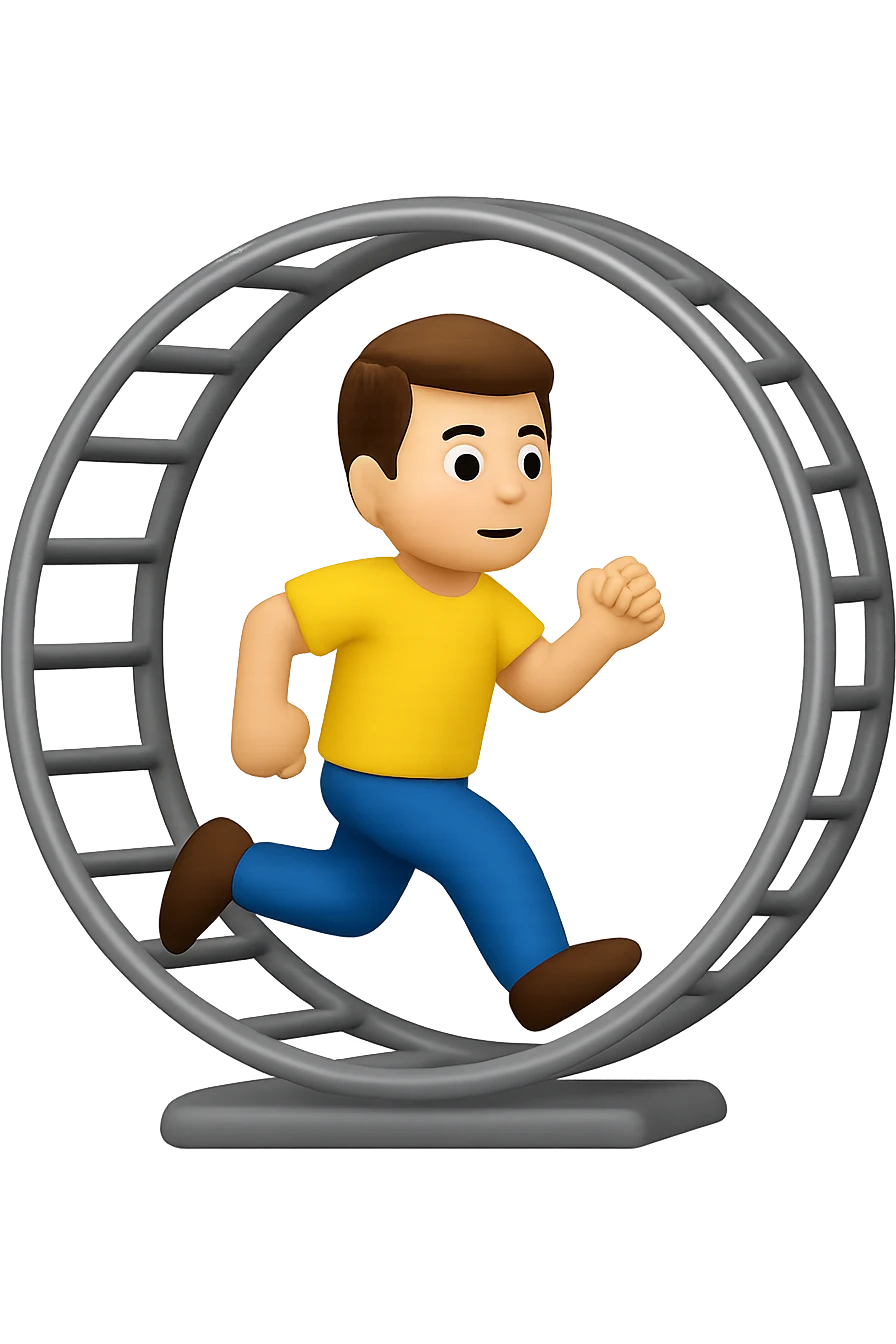 Uomo che corre dentro la ruota del criceto emoji style iphone  emoji