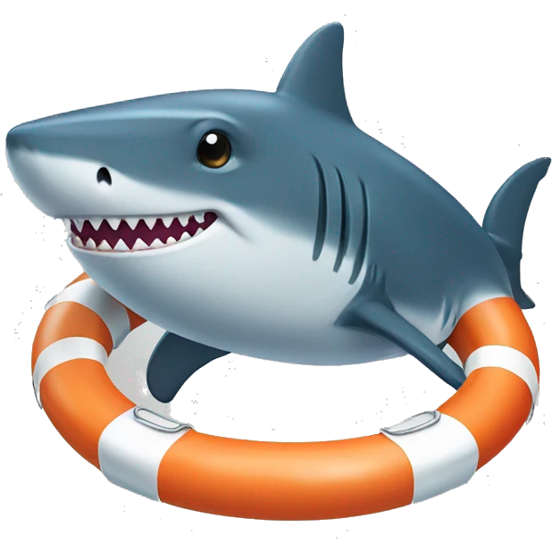 shark with swiming ring emoji