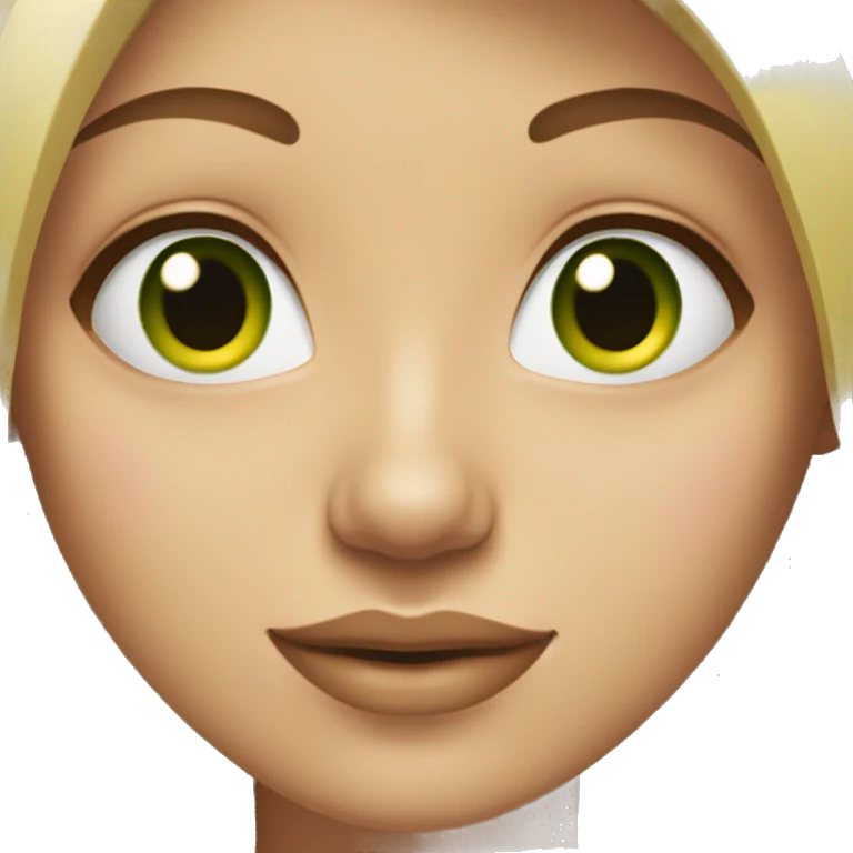 Girl with long straight blonde hair green eyes and filled lips emoji