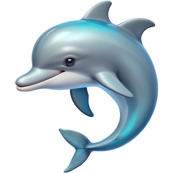 Cinematic Cute Bottlenose Dolphin Portrait Emoji, Head tilted playfully and inquisitively, featuring a charming, shiny glossy body with smooth, gleaming skin and round, sparkling eyes full of playful wonder, Simplified yet irresistibly adorable features, highly detailed, glowing with a warm, inviting aquatic glow, high shine, affectionate and lively, stylized with a touch of whimsical marine charm, soft glowing outline, capturing the essence of a mischievous yet endearing dolphin that seems as if it could splash out of the screen into your arms! emoji