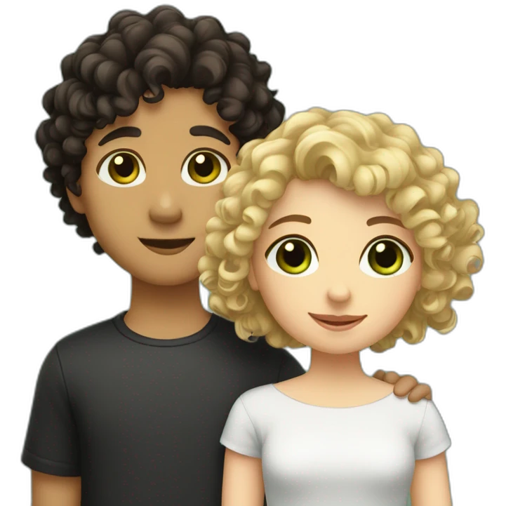 girl-with-brown-eyes-and-brown-hair-and-a-boy-with-short-black-hair-and-green-eyes-and-hugs-1-curly-dog-black-and-white emoji