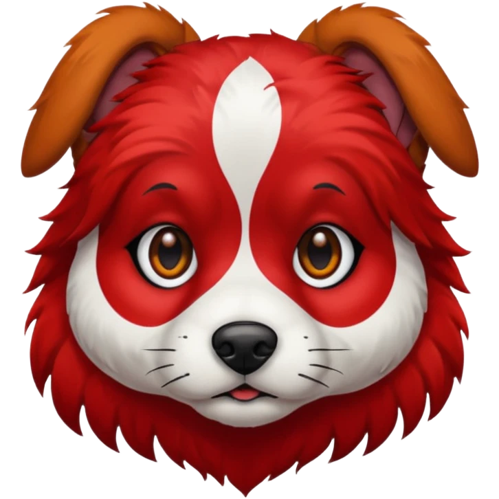 dog with very inked face and red hair emoji