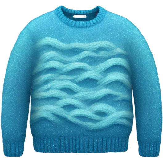 Knit blue sweater with water wave glittery design emoji
