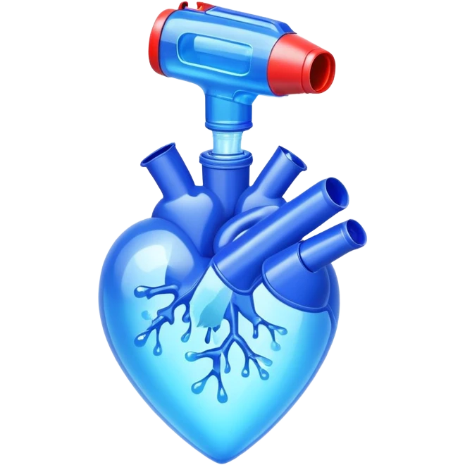 Water gun shooting through a heart made of handa emoji