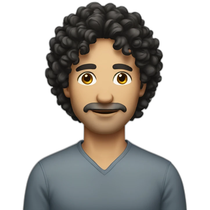 middle age man informal cloth tanned black curly hair black eyes emoji