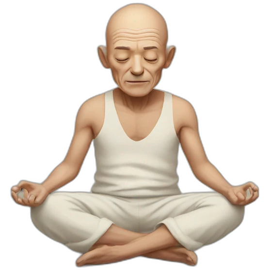 hairless old Frenchman meditating emoji